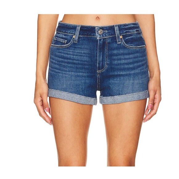 Paige Jimmy Jimmy Denim Shorts‎ Women Sz 25 Zip Fly Medium Wash Cuffed - Picture 1 of 15